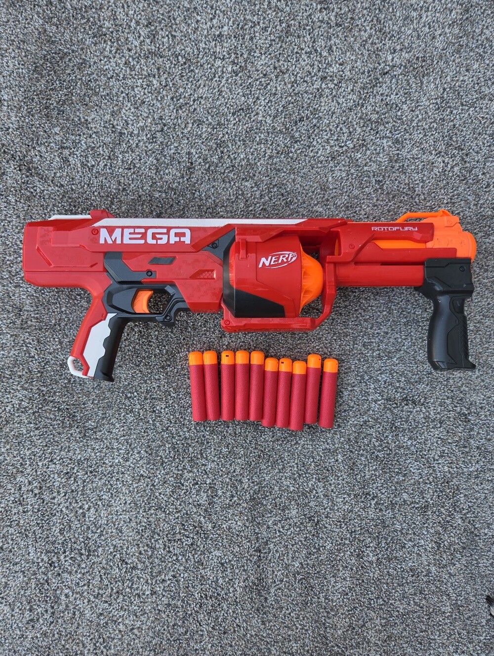 Nerf N-Strike Mega Series RotoFury Blaster + 10 Mega Darts Included